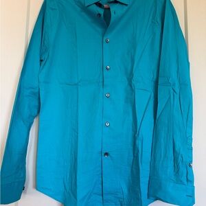 Slim Fit Express 1MX Men's Blue Button-Up Shirt